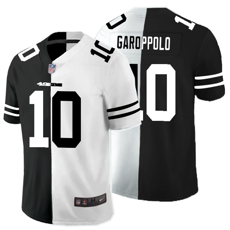 Men's San Francisco 49ers #10 Jimmy Garoppolo Black & White Split Limited Stitched Jersey